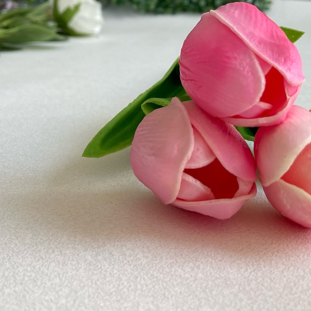 20 Count | Pink Tulips Real Touch Artificial Flowers Wedding Floral Bouquet New - Picture 5 of 11